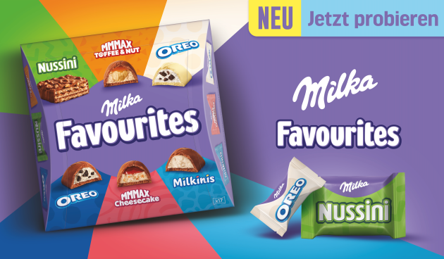 Mondelez launcht 'Milka Favourites' - Ab Anfang August 2023 wird es die 'Milka Favourites' im Handel geben - Quelle: Mondelez